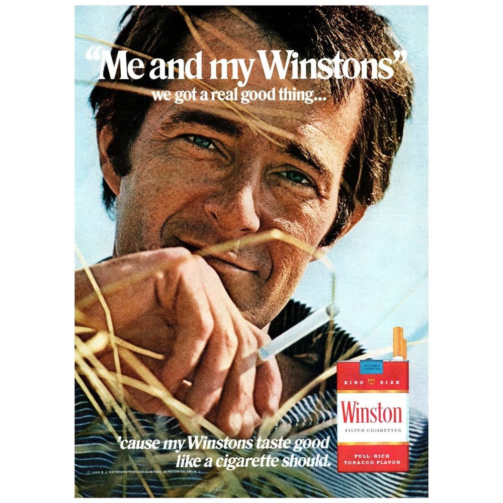 1969 Winston Cigarettes Vintage Print Ad Me and my Winstons Outdoor Sky Field